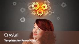  Presentation with pretty girl - Presentation theme enhanced with cerebrum - pretty girl with brainstorming concept background and a tawny brown colored foreground