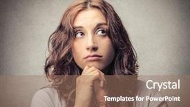  Presentation with triathlon run woman - PPT theme featuring cerebrum - thoughtful woman looks up background and a coral colored foreground