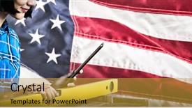  Presentation with measuring - Slides consisting of ceremonial check - female architect measuring plywood background and a gold colored foreground