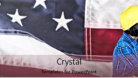  Presentation with american flag - Audience pleasing slides consisting of ceremonial check - female architect measuring plywood backdrop and a violet colored foreground