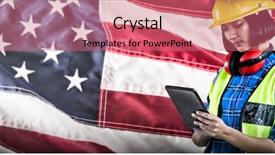  Presentation with using digital tablet - PPT theme having ceremonial check - female architect using digital tablet background and a  colored foreground