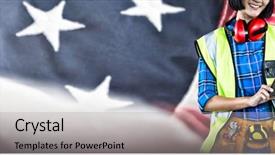  Presentation with using digital tablet - Slides enhanced with ceremonial check - female architect using digital tablet background and a light gray colored foreground