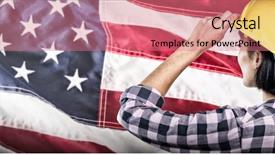  Presentation with architect - Cool new presentation with ceremonial check - female architect wearing hard hat backdrop and a coral colored foreground