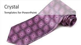  Presentation with tie - Audience pleasing slide deck consisting of ceremonial check - folded purple tie backdrop and a  colored foreground