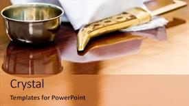  Presentation with indian hindu wedding - Colorful PPT theme enhanced with ceremonial instruments for indian wedding backdrop and a gold colored foreground