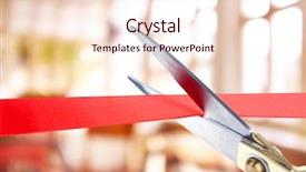  Presentation with ribbon cutting - Amazing presentation theme having ceremony - grand opening cutting red ribbon backdrop and a lemonade colored foreground