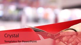  Presentation with ribbon cutting - Presentation theme featuring ceremony - grand opening cutting red ribbon background and a red colored foreground