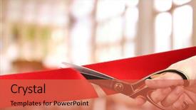  Presentation with ribbon cutting - PPT theme having ceremony - grand opening cutting red ribbon background and a red colored foreground