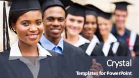  Presentation with multicultural - Cool new slide deck with ceremony - group of multicultural university graduates backdrop and a ocean colored foreground