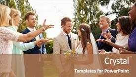  Presentation with bride - Theme enhanced with ceremony - guests throwing confetti over bride background and a coral colored foreground