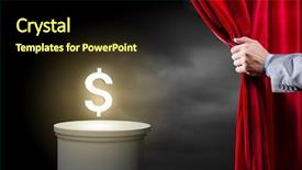  Presentation with curtain - Presentation featuring ceremony - hand of businessman opening red background and a tawny brown colored foreground