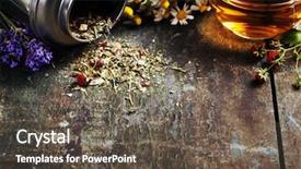  Presentation with organic tea - Presentation theme featuring ceremony - herbal tea and wild organic background and a dark gray colored foreground