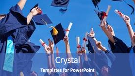  Presentation with tossing - Amazing slide deck having ceremony - high school students graduates tossing backdrop and a ocean colored foreground