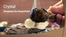  Presentation with incense - Cool new slide set with ceremony - man's hand with burning natural backdrop and a coral colored foreground