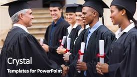  Presentation with professor - PPT theme consisting of ceremony - senior university professor handshaking background and a dark gray colored foreground