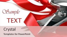  Presentation with stainless steel - Colorful presentation theme enhanced with ceremony - shiny red satin ribbon curled backdrop and a lemonade colored foreground