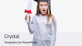  Presentation with fear - Beautiful presentation featuring ceremony funny - young beautiful girl wearing graduate backdrop and a  colored foreground