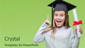  Presentation with ceremony - Slide deck consisting of ceremony funny - young beautiful girl wearing graduate background and a mint green colored foreground