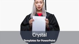  Presentation with face expression recognition - Presentation theme with ceremony funny - young blonde woman wearing graduate background and a  colored foreground