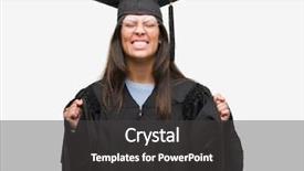  Presentation with winner announcement award success - Amazing slide deck having ceremony funny - young hispanic woman wearing graduated backdrop and a  colored foreground