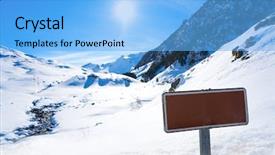  Presentation with summit - Slide set with cerler mountains road sign background and a light blue colored foreground