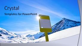  Presentation with summit - Presentation theme having cerler mountains road sign background and a light blue colored foreground