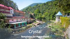  Presentation with thermal cars - Slides with young woman looking on city background and a coral colored foreground.