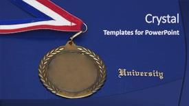  Presentation with graduation gold - PPT theme consisting of cert - certificate and a gold medal background and a navy blue colored foreground