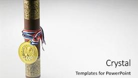  Presentation with certificate - Beautiful slides featuring certificate and golden medal on the white background backdrop and a white colored foreground
