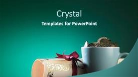  Presentation with certificate - Colorful slide deck enhanced with certificate-and-mug-filled-up backdrop and a ocean colored foreground