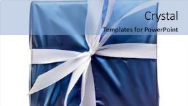  Presentation with healthcare dark blue ribbon - Presentation theme with certificate appreciation - blue gift box with ribbon background and a light blue colored foreground