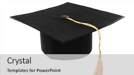  Presentation with black women student - Slide deck with certificate completion - black student hat isolated background and a light gray colored foreground