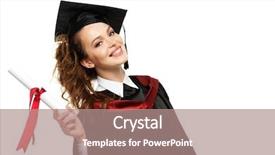  Presentation with scroll - Slide deck enhanced with certificate completion - happy graduated student girl background and a coral colored foreground