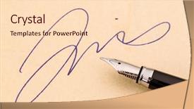  Presentation with fountain pen - Beautiful slide set featuring certificate completion - signature and a fountain pen backdrop and a lemonade colored foreground