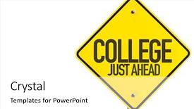  Presentation with college - Slides featuring certificate experience - college just ahead sign isolated background and a white colored foreground