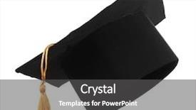  Presentation with graduation black graduate hat - Slide set having certificate traditional - black student hat isolated background and a dark gray colored foreground
