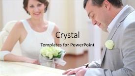  Presentation with wedding - PPT theme having offshore company - 3d illustration of foreign corporation background and a light gray colored foreground