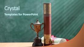  Presentation with certificate - Colorful slide set enhanced with certificate with trophy in front backdrop and a ocean colored foreground