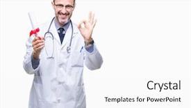  Presentation with certificate - Beautiful PPT theme featuring certificates - middle age senior hoary doctor backdrop and a white colored foreground