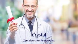  Presentation with certificate - Audience pleasing presentation consisting of certificates - middle age senior hoary doctor backdrop and a sky blue colored foreground