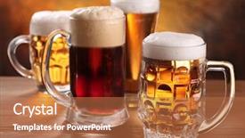  Presentation with beer - PPT theme having cerveza - beer glasses on a wooden background and a coral colored foreground