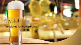  Presentation with pub - Colorful PPT layouts enhanced with cerveza - glass of light beer backdrop and a gold colored foreground