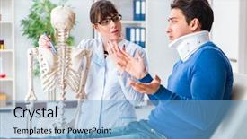  Presentation with injury - Presentation design featuring cervical anatomy - doctor is explaining to patient background and a  colored foreground