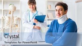  Presentation with doctor patient relations - Beautiful slide deck featuring cervical anatomy - doctor is explaining to patient backdrop and a  colored foreground