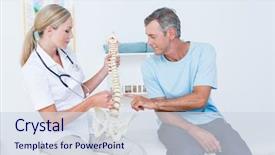  Presentation with cervical spine - Slide deck enhanced with cervical anatomy - doctor showing anatomical spine background and a sky blue colored foreground