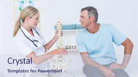  Presentation with doctor office - Slide deck having cervical anatomy - doctor showing anatomical spine background and a sky blue colored foreground