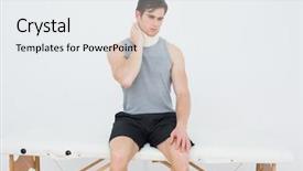  Presentation with cervical - Presentation design having cervix - handsome young man wearing cervical background and a sky blue colored foreground