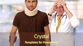  Presentation with cervical - Theme enhanced with neck injury - young man wearing cervical collar background and a tawny brown colored foreground