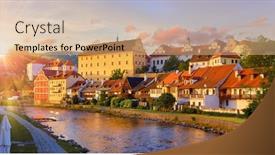  Presentation with summer trees - Presentation having cesky-krumlov-czech-krumlov-czech background and a coral colored foreground