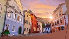  Presentation with paving - PPT theme featuring cesky-krumlov-czech-republic-ancient background and a coral colored foreground